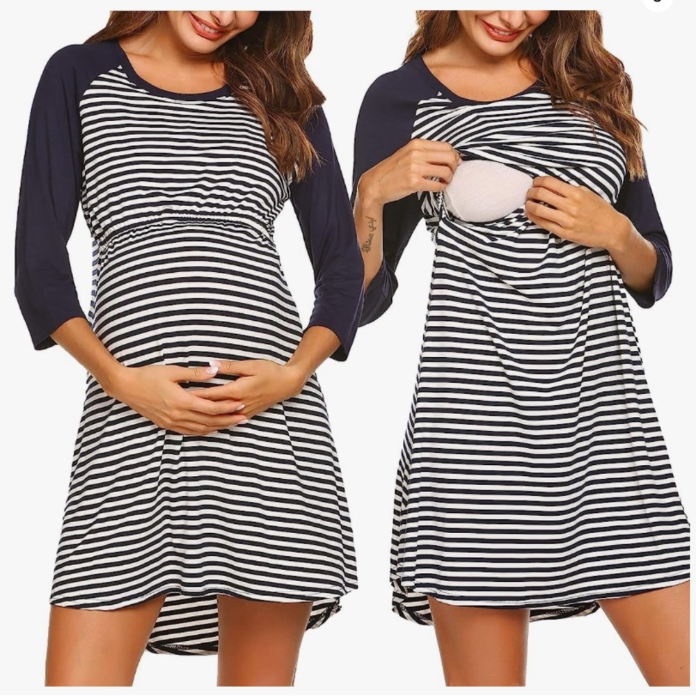 Women's Maternity Dress Nursing Nightgown for Breastfeeding Gown Sleepwear